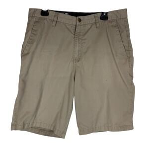 Volcom Chino Shorts Mens 34 Khaki Pockets High-Rise Flat Front Classic Zip Fly